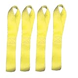 AsgenoX 4 Pack Yellow Soft Loop Tie Down Straps - 45000 Lbs Breaking Strength - Loops for Securing A