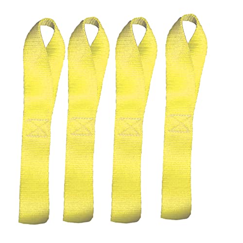 Asgenox 4 Pack Yellow Soft Loop Tie Down Straps - 45000 Lbs Breaking Strength - Loops For Securing Atv, Motorcycles, Utv, Dirt Bikes,Scooters, Lawn & Garden Equipments #TOP3