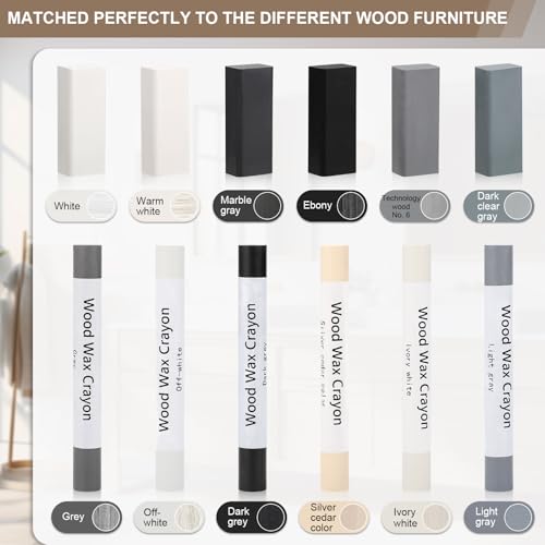 Laminat Reparaturset, Möbel Arbeitsplattet Reparatur set für Holz Fliesen Parkett Laminat Vinyl, 12 Stück Möbelmarker Hartwachs Reparaturset Wachskitt zum Kratzer Schäden Loch Ausbessern Arbeitsplatte