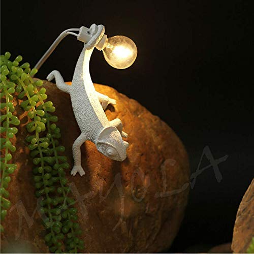 Image of MAYOLA Modern Chameleon Table Lamp,Desk lamp,Night Light,Wall Lamp, Resin Chameleon Lighting Fixture for Living Room, Bedroom, Office,Kids(Table Lamp, B-White)