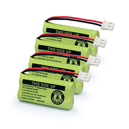 GEILIENERGY 2.4V 400mAh BT-183342 BT-283342 BT-166342 BT-266342 BT-162342 BT-262342 Battery Compatible for VTech CS6114 CS6419 CS6719 AT&T EL52300 CL80112 VTech CS6719-2 Cordless Phone(4 Pack)