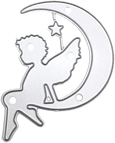 Miniatura 2 de 1 troquel de corte de alas de estrella de ángel en la luna, plantillas de corte de metal DIY Scrapbooking Artist Troqueles de corte para álbumes de