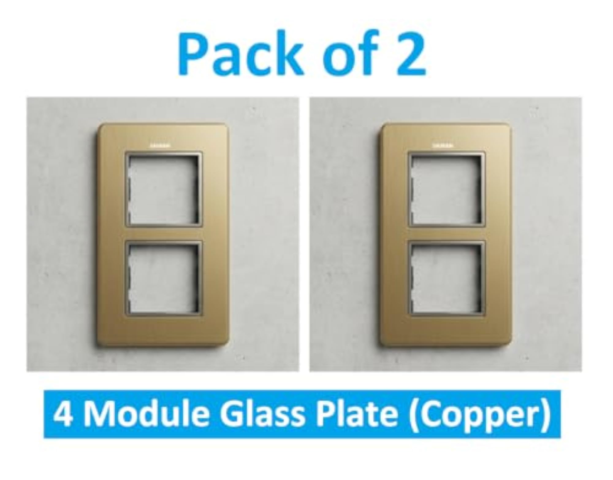 Pack of 2 Copper 4 Module Glass Wall Plates