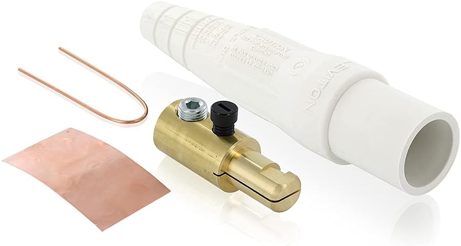 Leviton 16D23-UW 16 Series Taper Nose Cam-Type Male Plug, Contact & Insulator, Detachable, Single Set Screw Termination, 2/0-4/0 AWG, 400 Amp Max, Type 3R When Mated, White