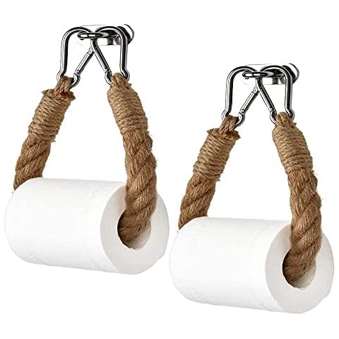 Niciksty 2pcs Toilet Roll Holder Industrial Rope, Nautical Retro Toilet Paper Holder Towel Holder, Wall Mounting Paper Tissue Hanger Dispenser for Bathroom Decoration Cover