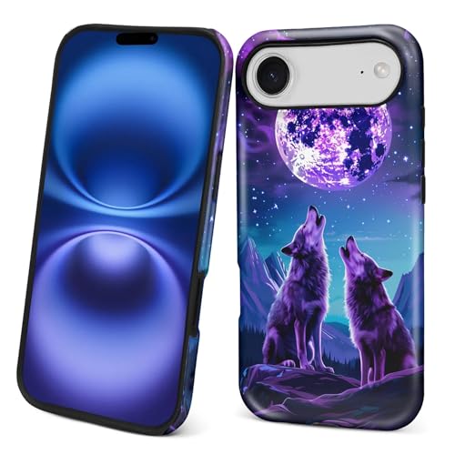 Coque PT 17 A silicone liquide antichoc, protection mobile imprimé loup