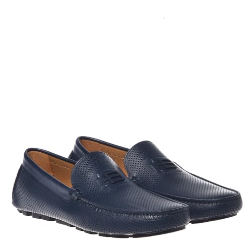 Mocasines hombre Baldinini de piel Perf.Calf azul marino con acabado artesanal