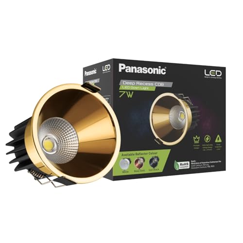 Image of Panasonic 7 Watt Deep Recessed COB Light for Ceiling, Recessed Downlight for Home Decor, Shop, Museum, Restaurant | Yellow Gold Recessed COB Light, Natural White (4000K - PDLM45074)
