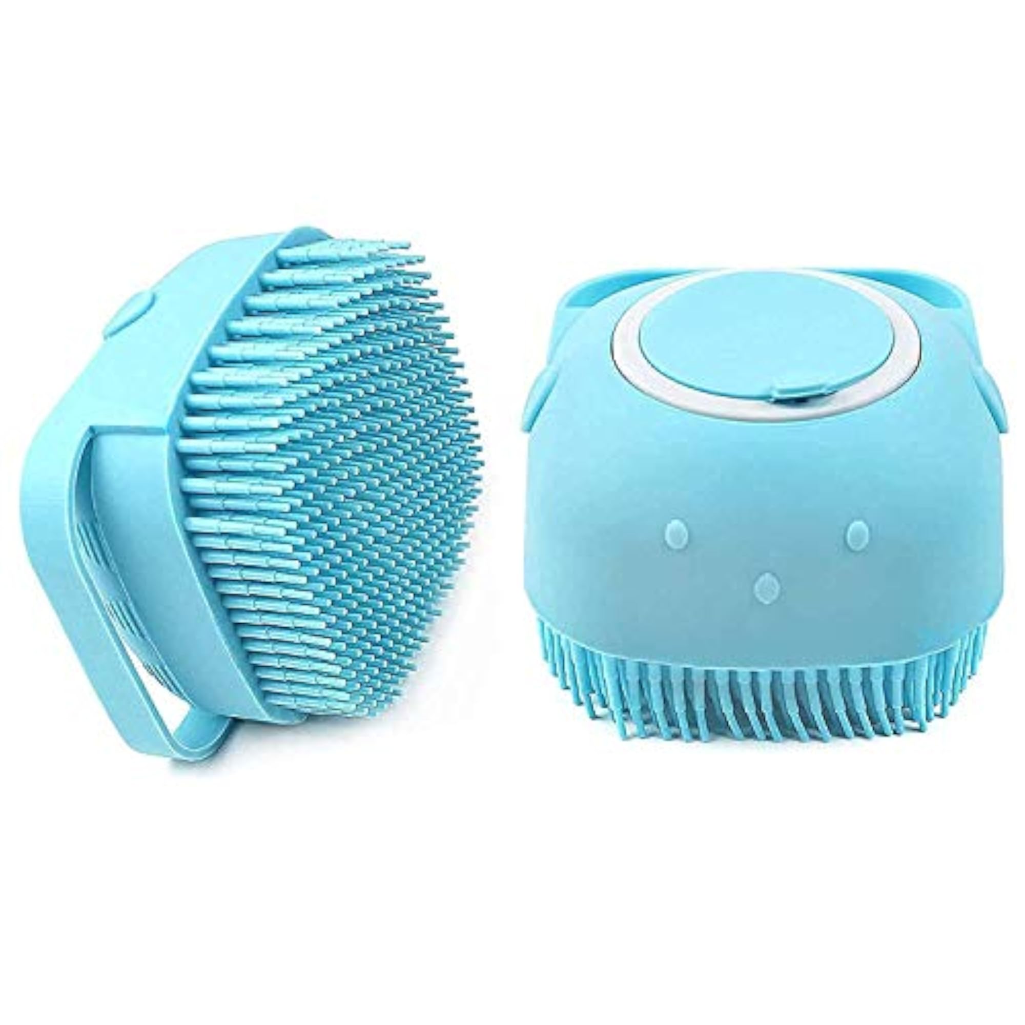 Silicone Body Bath Brush, Blue, Soap Dispenser