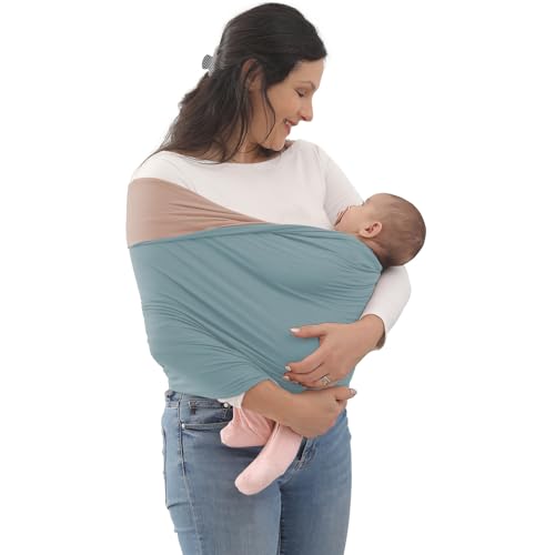 Kloovete Baby Wrap Carrier, Perfect Baby Carrier Wrap Sling for Newborn and Infant up to 35 lbs. (Steel Blue, M (S, M, L of Clothing Size))