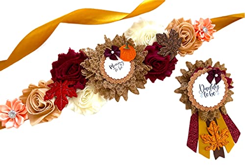 Fall Pumpkin Maternity Sash, Fall Theme baby shower Sash, Fall colors baby shower mom to be sash, Maternity sash for Autumn Maternity Sash