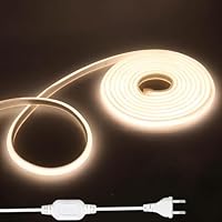 Shengruili 6M COB LED Streifen,220V LED Streifen Natürliches Licht 4000K,Hohe Dichte Strip Lights mit Netzteil,Wasserdicht Diffusion Flex streifen für Heim Dekoration, Küche, Spiegel,Ersatzteile