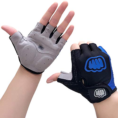 LEXINCHENG Guantes de Ciclismo Almohadilla de Gel Medio Dedo Transpirable Skip-Proof, Abrasión Prueba, Absorber Golpes, Reducir Entumecimiento para Hombres Mujer (Azul, XL)