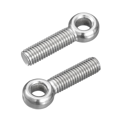 sourcing map 4Pcs M10 x 40mm Lifting Eye Bolts, 304 Stainless Steel Machinery Shoulder Swing Bolt Lifting Ring Eyebolt for Pipeline Gate Valves, Building Steel Pipe Fasteners, Silver