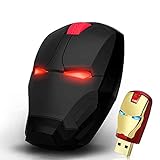 Cool Wireless Mouse Iron Man Mouse Ergonomic 2.4 G Portable Mobile Computer Click Silent Mouse Optical Mice with USB Receiver, Multi-Color Choosing for Notebook PC Laptop Computer Mac Book (Black)