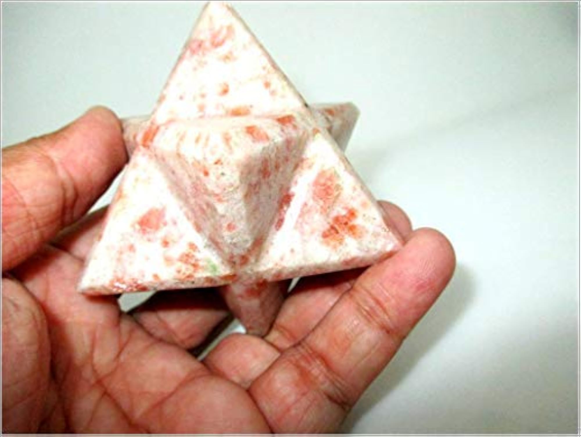 Jet Sunstone Merkaba Star, Healing Crystal Geometry