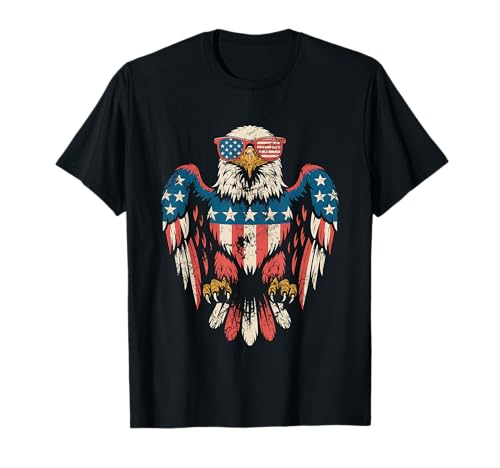 Bald Eagle 4th Of July Patriotic Eagle American Flag US Flag Maglietta