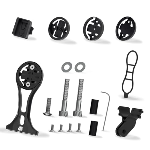 Image of Bike Computer Mount - Out Front GPS Combo Mount for Garmin Wahoo Bryton Cateye, Mountain Bike Accessories Compatible with 32mm 1.26'' Handlebar, Black