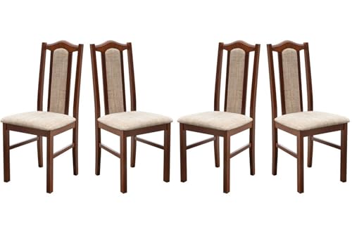 LeafDesign Lot de 4 chaises de salle à manger en bois de hêtre massif, 120 kg, fabriquées dans l'UE BOS 2 noyer Berlin 3