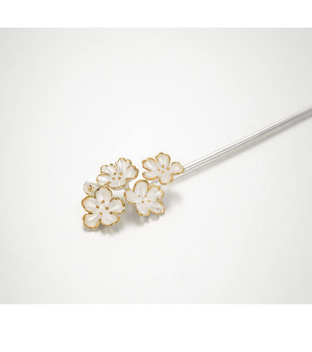 Haarschmuck, Vintage-Haarstäbchen, Haarnadel, chinesische Haarstäbchen aus S925-Silber, verzierte, exquisite Blumen-Haarstäbchen for Dutts, vergoldeter Haarknotenschmuck for Brautmädchen und Frauen