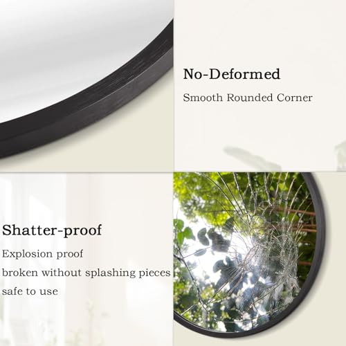 Image of AOAOPQ Black Round Mirror for Wall Small Round for Bathroom Entryway Living Room Hallway Matte Frame Mirrors Anti Rust Hangs Tempered Glass for Bedroom Entry Dining Room