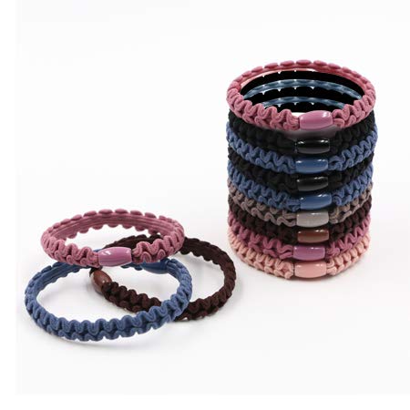 ILTUY 21PCS Half Lace Hair Bands ,Elastic Ponytail Holders Soft Black Hair Ties for Women, No Damage for Thick and Curly Hair (Denim Blue)