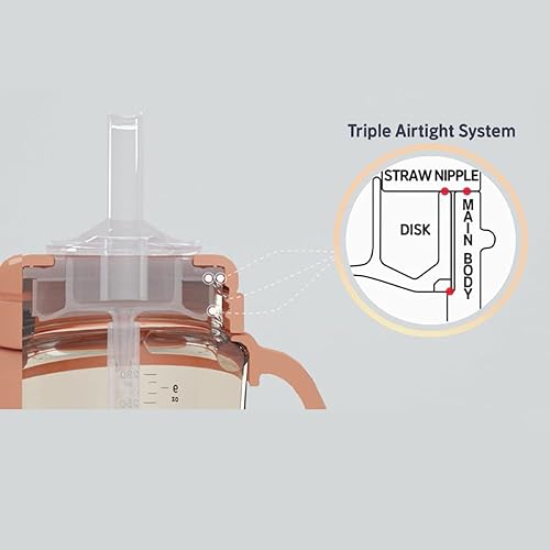 Miniatura 4 de UBMOM Vaso para beber sin derrames, prevención de reflujo con pajilla, taza de aprendizaje de PPSU con asa para bebés y niños pequeños, sin BPA,