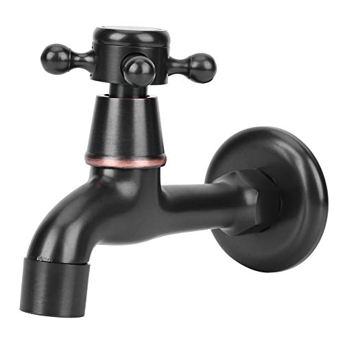 G1/2 Wall Mount Cold Water Tap, Brass Black Laundry Faucet