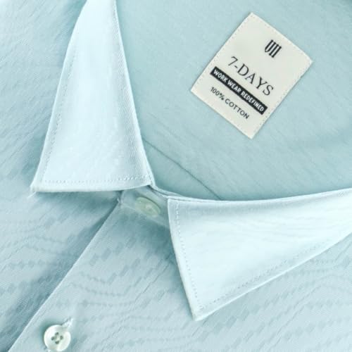 Image of 7-DAYS Men's Premium Formal Shirts - Regular Fit, Full Sleeve, 100% Pure Cotton, Self-Design, with Pocket - Stylish Office Shirts for Men