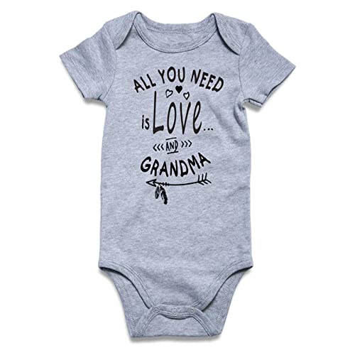 Vieille Baby Boys Girls Bodysuit Short Sleeve Romper Jumpsuit Outfit 0-12 Months, All You Need is Love and Grandma, 0-3 Months