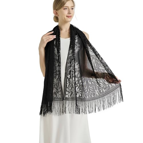 vimate Lace Floral Shawls and Wraps for Women Evening Formal Dresses Wedding Bridal Shawl Scarf3