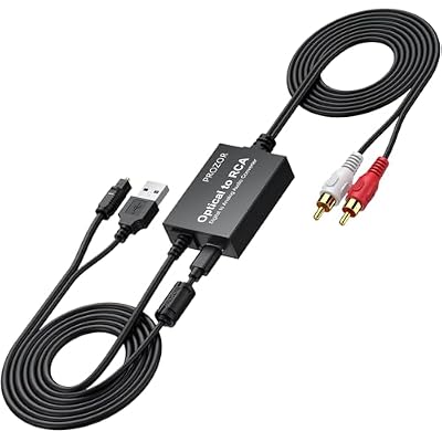 PROZOR 192KHz Digital to Analog Audio Converter 7ft/2.1m Cable Optical to RCA Adapter Built-in Audio Amplifier Chip DAC Digital Audio Converter SPDIF Toslink to RCA for HDTV Amp Blu-Ray DVD PS3 PS4