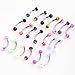 DragonPad 20pcs Colorful Stainless Steel Ball Barbell Curved Eyebrow Rings Bars Tragus Piercing