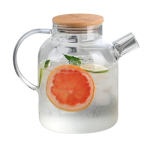 Brider d'acqua frigo brocca bevanda vetro servingware con filettamento del coperchio in legno a frusta del filtro per la famiglia utilizzare vetro borosilicato alto 1800 ml