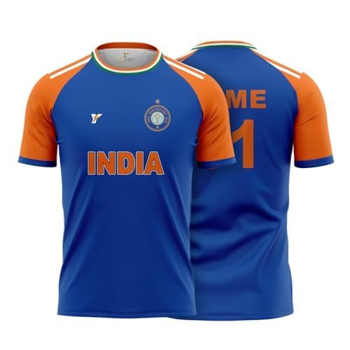 YOURJERSEYUnisex Customized and Personalized Indian Blue Regular Fit Jersey with Name & Number 2024