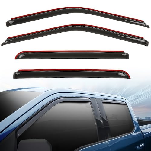 PIT66 in-Channel Window Rain Guards Compatible with Ford F150 SuperCrew 2015-2024,Fit F150 Raptor