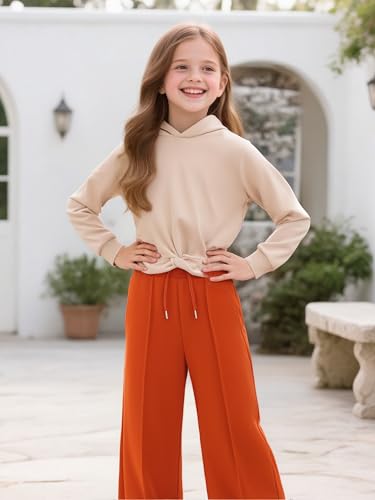 Image of Girls Clothing Set 2PC Outfits Crop Hoodie & Wide Leg Pants Fall Fashion Sweatshirt Set