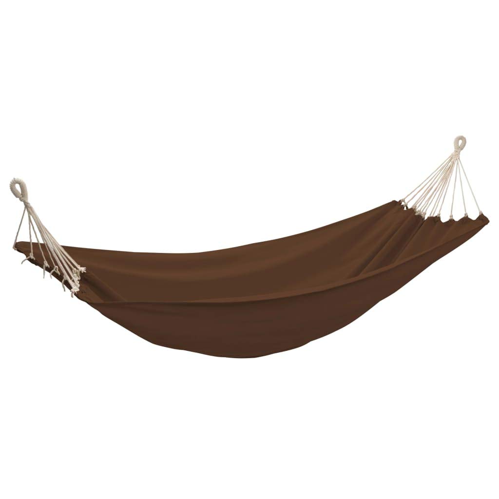 Hamak XL 260 x 150 cm, brązowy, z bawełny i poliestru, z mocowaniem na stelaż, do ogrodu, na balkon, taras, do relaksu na świeżym powietrzu, maks. 200 kg