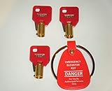 FEO-K1 Elevator Key Fire Service Keys 3 Keys RED Caps for Easy Identification & Operation Fire...