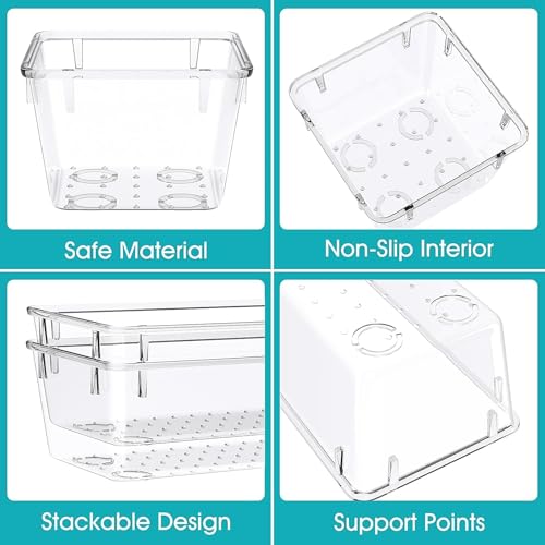 28 PCS Clear Plastic Drawer Organizers Set, 4 Size Desk Drawer Organizer Trays for Makeup, Jewelry, Kitchen Utensils, Gadgets and Office Accessories - Image 4