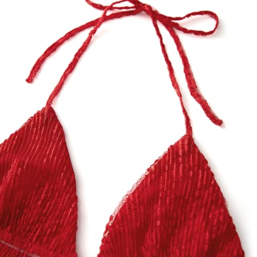Image of Women's Sexy Halterneck Tie-Up Front Crop Top Sleeveless Backless Lace Cardigan Tops Streetwear