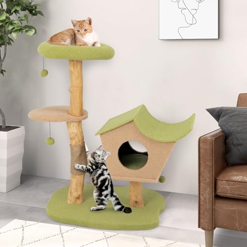Árbol para gato de madera con postes de rascado y plataformas miniatura 3
