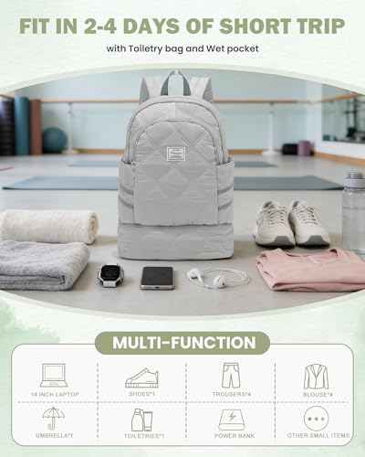 Image of Gym Backpack for Women Men, Lightweight Gym Bag with Shoe Compartment, Water Resistant Sports Backpack with Wet Pocket, Large Capacity Cheer Backpacks for Girls, Grey