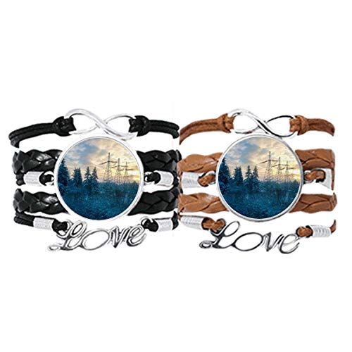 Pulsera de cuerdas de cuero paisaje forestal verde DIYthinker ciencia naturaleza
