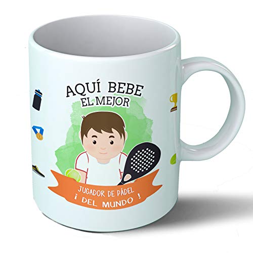 Planetacase - Taza Jugador de Padel - Regalo Original - Cerámica 330 mL - Taza Desayuno Apta para Microondas y Lavavajillas - Resistente a Lavados