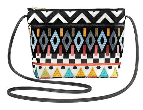 Image of Danny K. Women's Tapestry Zipper Purse Crossbody Handbag, Adjustable Cord, Handmade in USA