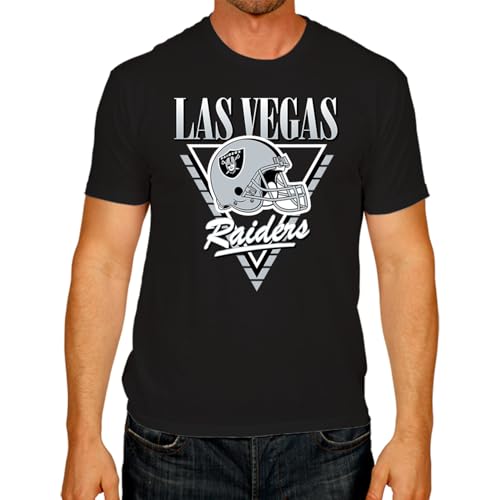 Team Fan Apparel NFL Adult Retro Triangle Unisex T-Shirt, Tag-Less Comfortable Football Apparel, Officially Licensed (Las Vegas Raiders - Black, X-Large)