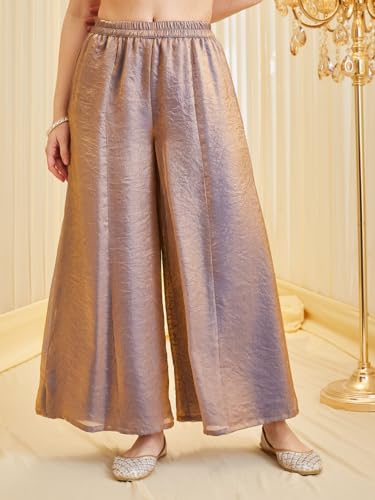 Image of MOKOSH Women's Silk Anarkali Kurta Palazzo with Dupatta | Anarkali Kurti Set | Embroidered | Sweetheart Neck Full Sleeve Ethnic Suit | 3 Piece Outfit