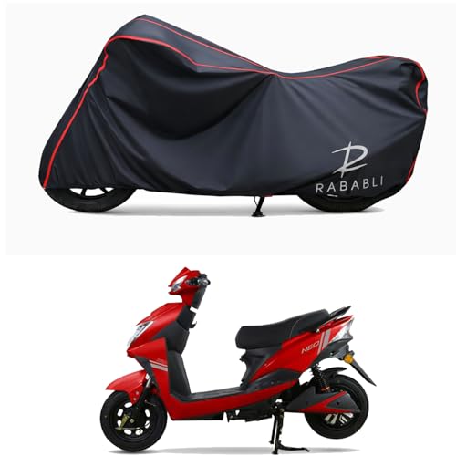 Image of Waterproof Bike Body Cover Compatible for | Techo Electra Neo | Taffeta Fabric, Red Piping Design, Bottom Elastic Fit | Dustproof, Sun UV & Rain Protection for All Bikes