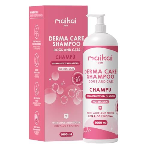MAIKAI Shampoing pour Chiens Et Chats Peaux Sensibles À l’Aloe Vera Biotine pH Neutre Et Avoine avec Huile De Jojoba pour Toilettage Doux Et Soin du Pelage...